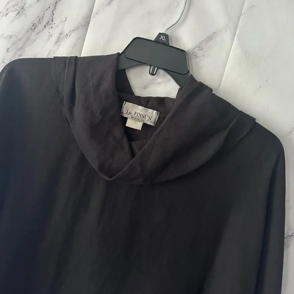 VTG 90s LA FIXSUN LINEN TUNIC LAGENLOOK TOP BLACK WOMENS XL MADE IN USA - Picture 6 of 9